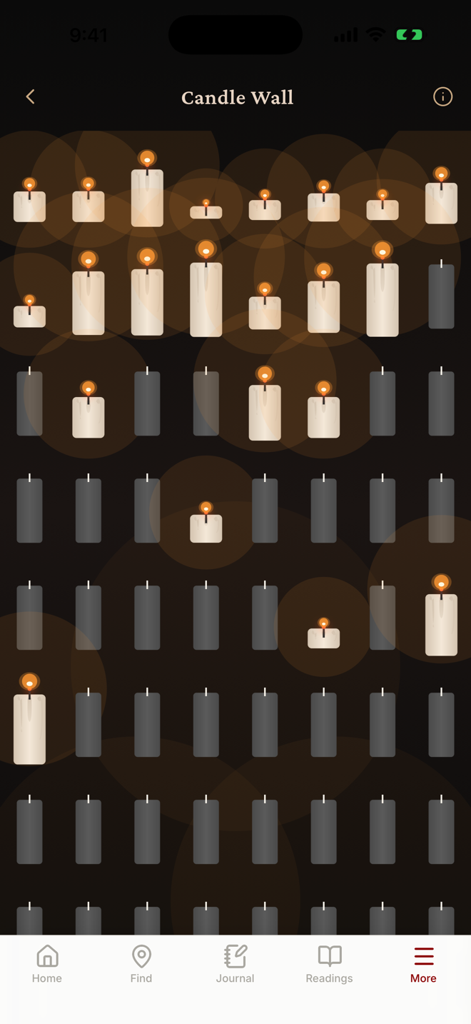 Candle Wall with prayer intentions
